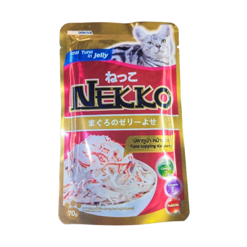 Nekko Pouch Real Tuna Topping Kanikama in Jelly (70g)