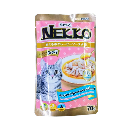 Nekko Pouch Tuna Topping Shrimp and Scallop In Gravy (70g)