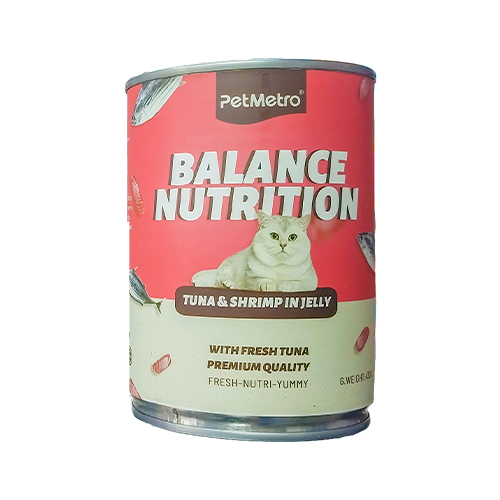 PetMetro Cat Can Food Balance Nutrition Tuna & Shrimp flavour (430gm)