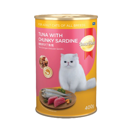 SmartHeart Adult Cat Can Food Tuna with Chunky Sardine (400g)