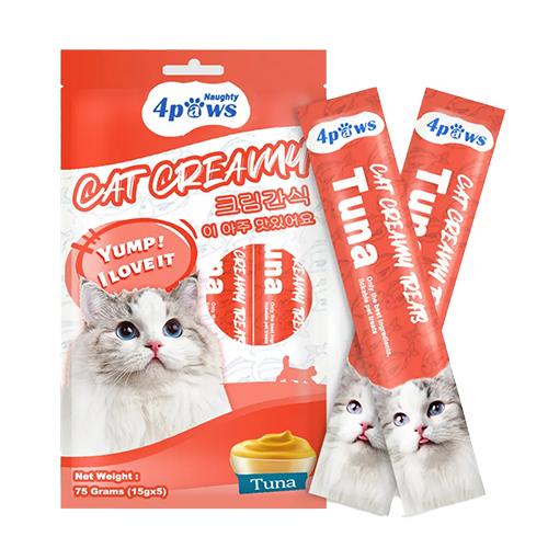 Naughty 4 Paws Creamy Cat Treat  Tuna Flavor (15gx5pcs)