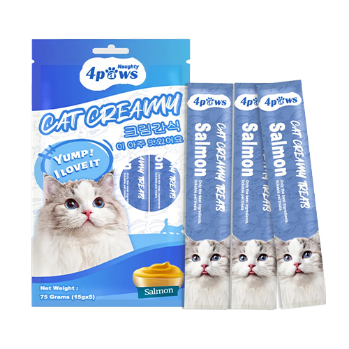 Naughty 4 Paws Creamy Cat Treat  Salmon Flavor (15gx5pcs)